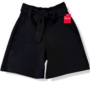 Spanx Air Essentials 8" Bermuda Shorts Sz XS Very Black Tie Waist Stretch Modal